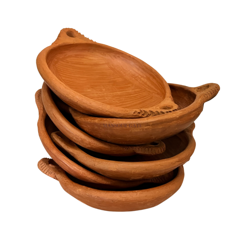 unglazed handmade clay pan