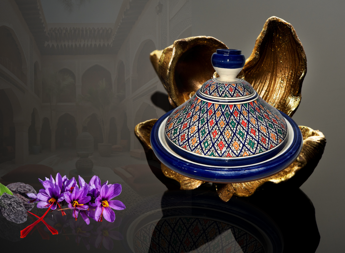 Mansour Gate HandCrafted and hand painted Tagine - Limited edition