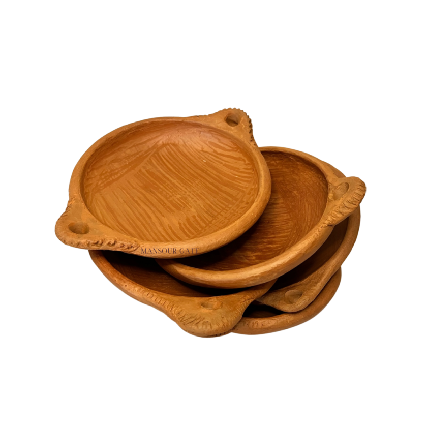 unglazed handmade clay pan